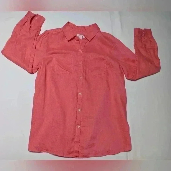 Charter Club 💯 Linen button down  long-sleeved shirt. Ladies size L - Picture 1 of 7